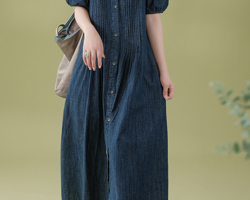 春夏デニムロングワンピース♪シンプルながら女性らしいデザイン♪ d2717fa4e4c130935dd7f9116a5dc6