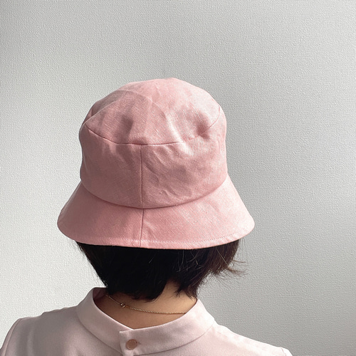 58cm 帽子 ピンク ピンクリネン バケットハット バケハ たためる帽子