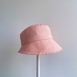 58cm 帽子 ピンク ピンクリネン バケットハット バケハ たためる帽子大人可愛い 秋の帽子 9枚目の画像