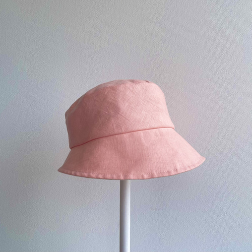58cm 帽子 ピンク ピンクリネン バケットハット バケハ たためる帽子