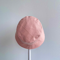 58cm 帽子 ピンク ピンクリネン バケットハット バケハ たためる帽子大人可愛い 秋の帽子 7枚目の画像