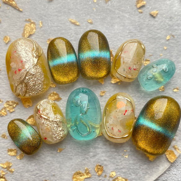 サイズオーダー】バブルネイル 泡ネイル バイカラーマグネット 個性派  