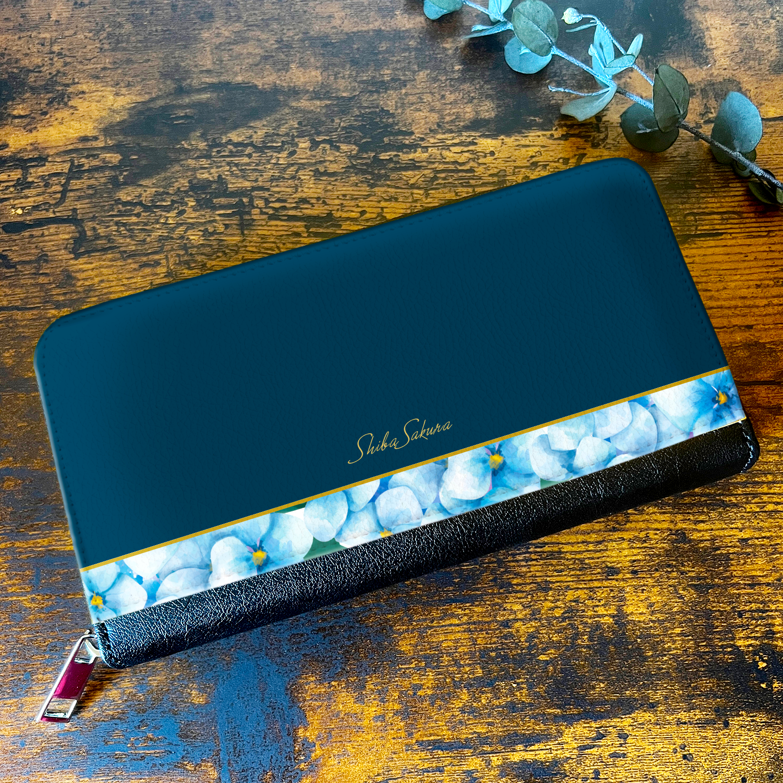 梅雨の紫陽花の長財布 アジサイ 花 財布 長財布 梅雨