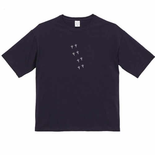 文鳥オーバーサイズTシャツ ＃132 小鳥の足跡 胸中央【受注生産