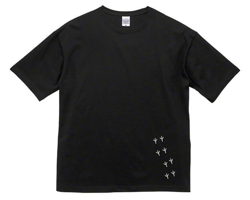 文鳥オーバーサイズTシャツ #133 小鳥の足跡 左裾【受注生産 文鳥オーバーサイズTシャツ #133 小鳥の足跡 左裾【受注生産