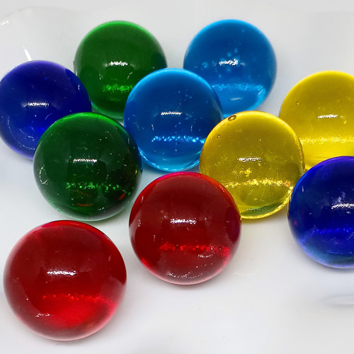 昔のビー玉⑤ 日本製 ビー玉 36個入 17mm 5色 青（ブルー） 赤、黄、緑、水色