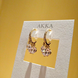 14kgp◆Bijou hoop earrings　　　ビジューフープイヤリング　樹脂イヤリングフープピアス樹脂ピアス 6枚目の画像