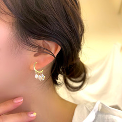 14kgp◆Bijou hoop earrings　　　ビジューフープイヤリング　樹脂イヤリングフープピアス樹脂ピアス 7枚目の画像