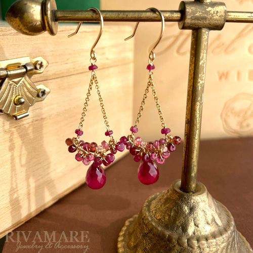18k WG マダガスカルルビー＆ピンクサファイヤ　ピアス 18k WG マダガスカルルビー＆ピンクサファイヤピアス