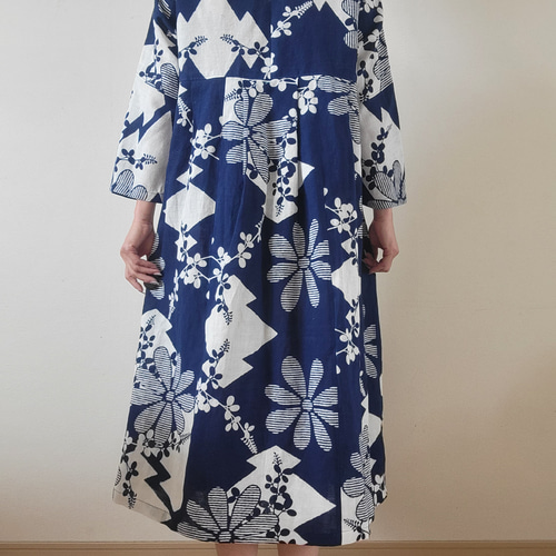 着物リメイク 古布 手作り かわいい花柄 浴衣 ワンピース