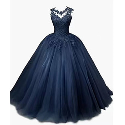 2023年夏季新作！カラーシフォンのブルーイヴニングドレス - エレガントなロングドレスは、ソロ歌手や演出用の衣装にぴっ 4枚目の画像
