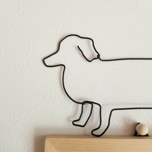 ダックスフンド のさんぽ 】 ワイヤーアート 壁飾り 飾り 犬