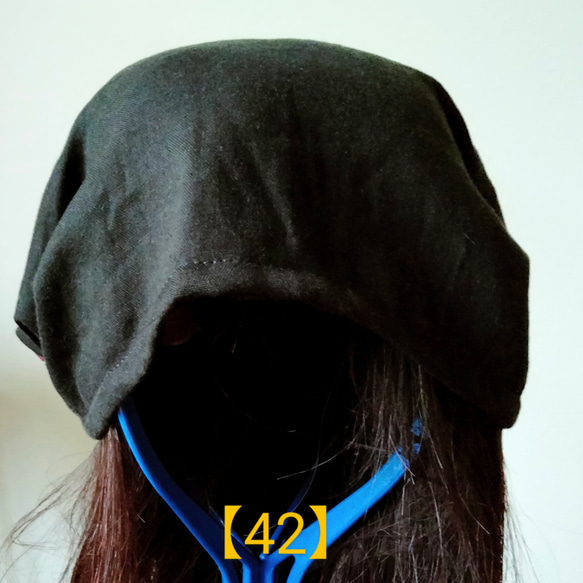 【42】一点物！医療帽子　ケア帽子　バンダナキャップ〈ブラック&ボーダー〉#2023新作 2枚目の画像