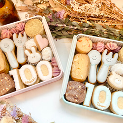 《年内発送は12月5日受付まで》 お食い初めのお祝いに♡100日祝いクッキー缶♩（おんなのこ） 4枚目の画像