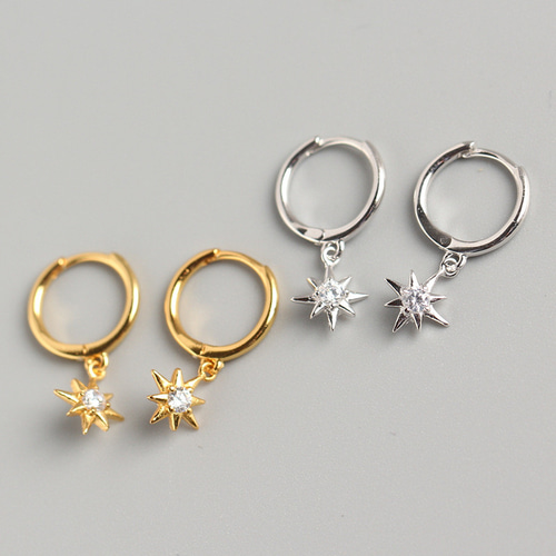 早割価格☆SILVER925☆揺れる輝く星フープピアス一番星4月誕生石