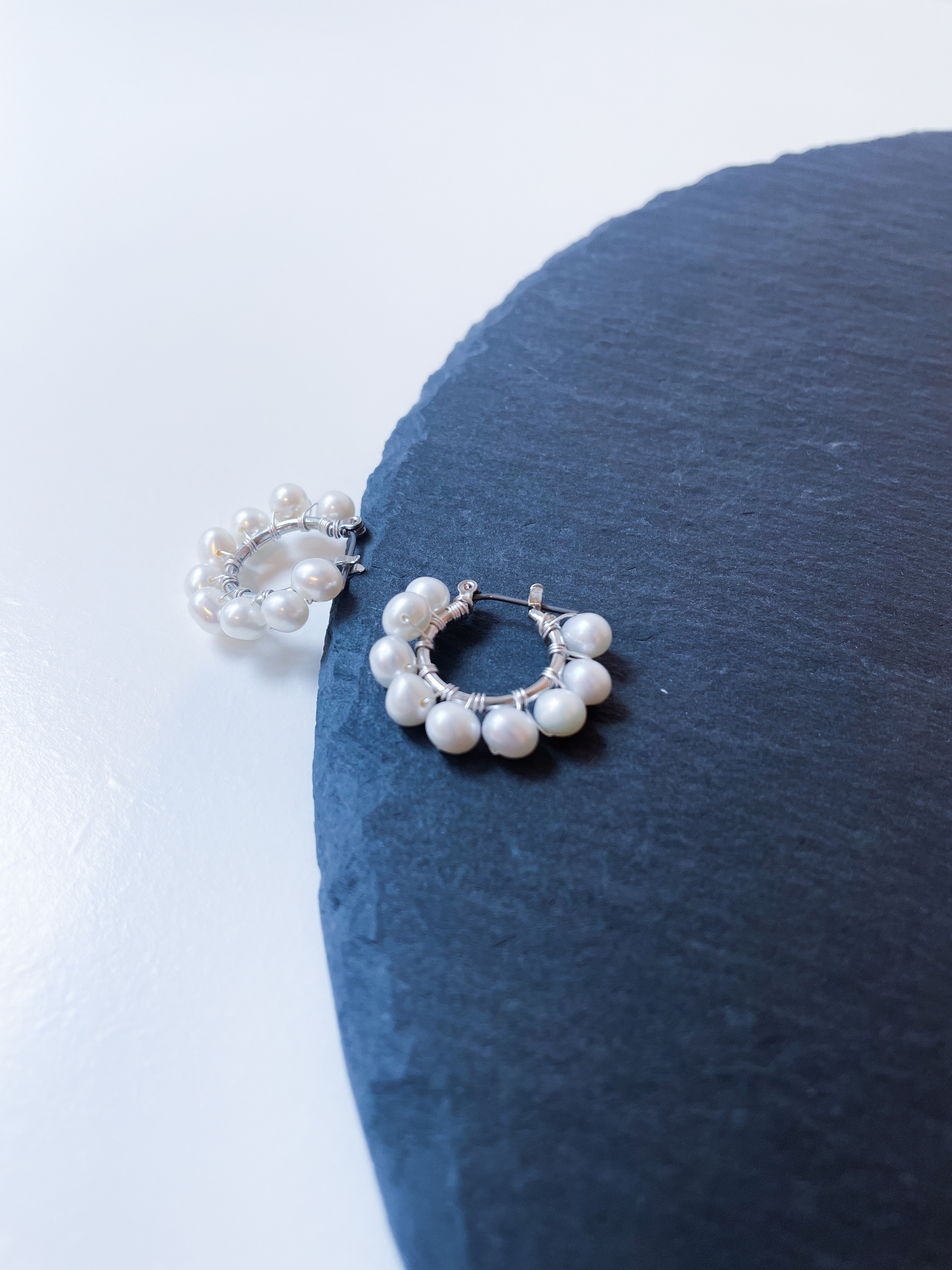 つぶつぶ淡水パールフープピアス