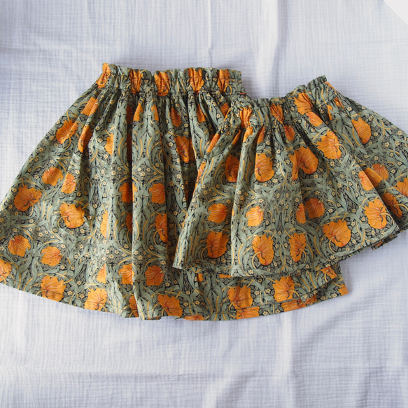 80〜160サイズ　ウィリアムモリス生地使用〈ピンパーネルのギャザースカート〉 1枚目の画像