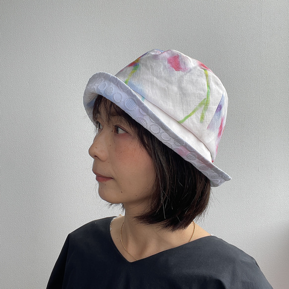 【なお様】 フラワーバケットハット 5点 58cm フラワー バケットハット たためる帽子 バケハ 白 大人