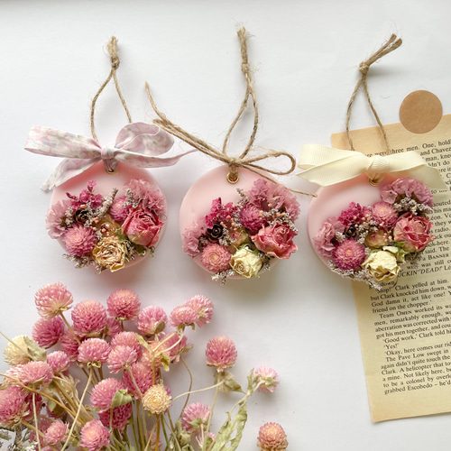 Baby pink ✿*:・ﾟ【薔薇の香り / ローズ 丸型】アロマワックスサシェ 