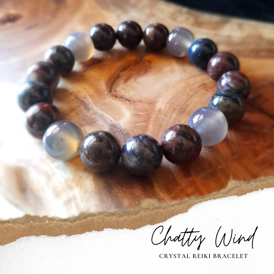 ★永遠との邂逅／メンズブレスレット★ピーターサイト、グレーアゲート　天然石ブレスレット 1197