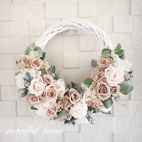 プリザーブドフラワー クラシックローズのハーフリースL 直径約35cm