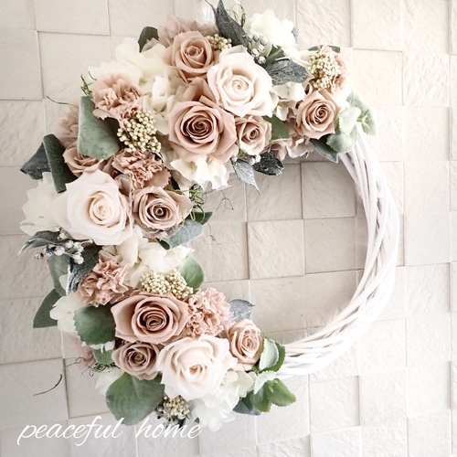 プリザーブドフラワー クラシックローズのハーフリースL 直径約35cm