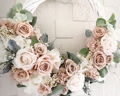 プリザーブドフラワー クラシックローズのハーフリースL 直径約35cm