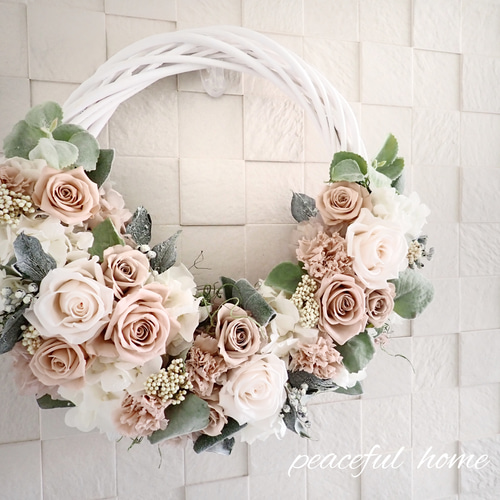 プリザーブドフラワー クラシックローズのハーフリースL 直径約35cm