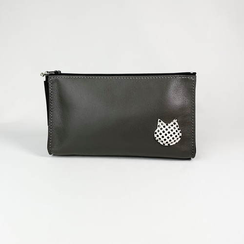 猫デザインの革製ポーチ ふっくら猫の本革ポーチ ポケット付き ポーチ Z-chan(じいちゃん) 通販