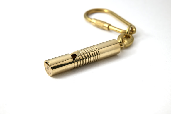 VINTAGE】真鍮製 救命・防災ホイッスル／笛 バッグチャーム RBrass