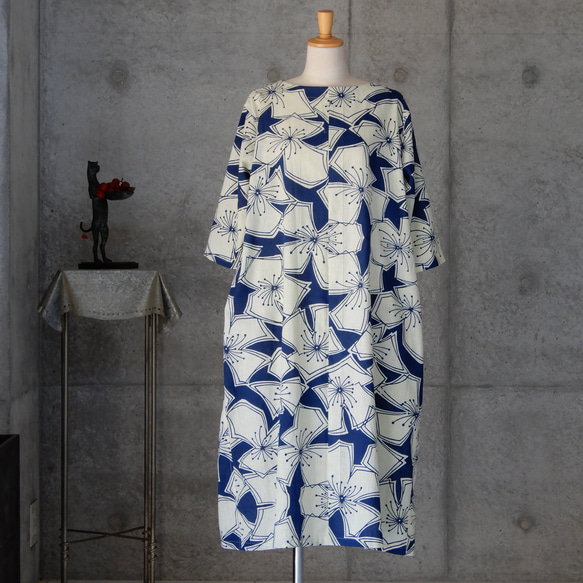 着物リメイク   浴衣のワンピース/フリーサイズ　 kimono　Aライン 5枚目の画像