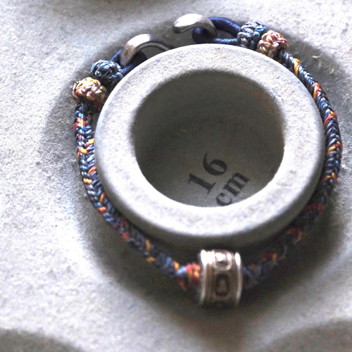 チベット風 ブレスレット 梵字 六字真言(回転式) マクラメ編