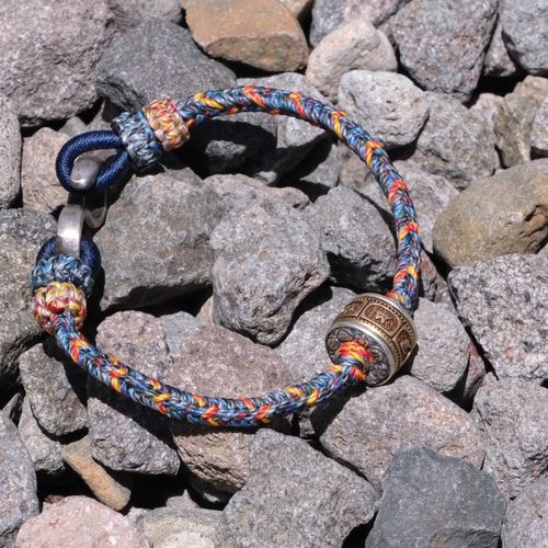 チベット風 ブレスレット 梵字 六字真言(回転式) マクラメ編