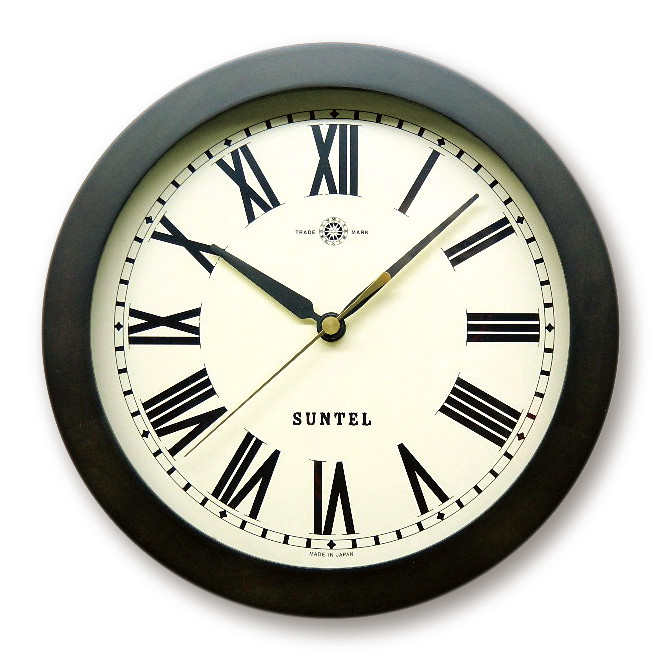 日本製　天然木使用　レトロ 掛時計  QL727R_DBK (ローマ）（電波時計への変更可）