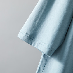 棉質針織瓶頸3/4袖T卹針織灰色淡藍色220601-6 第5張的照片
