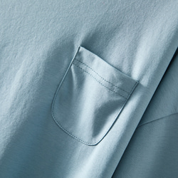 棉質針織瓶頸3/4袖T卹針織灰色淡藍色220601-6 第3張的照片