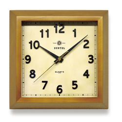 日本製 天然木 角型 レトロ掛け時計 QL696_AN 「スクエア」 掛け時計