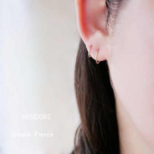 ペトゥ 花びら クロス フープ ピアス 14kgf ワイヤー つけっぱなし