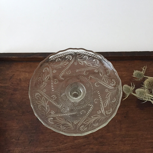 アンティークガラスコンポート プレスドガラス クリスタル