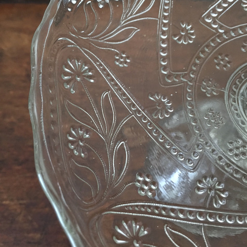 アンティークガラスコンポート プレスドガラス クリスタル