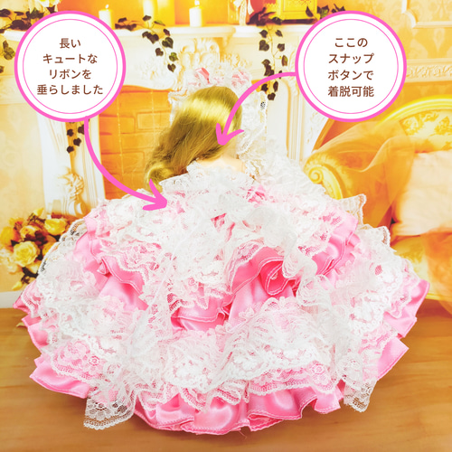 ろ*み様 リカちゃんハンドメイド服　ピンク♡桜のドレス リカちゃん 桜ドレス ピンク ハンドメイド服 ドール服 人形服