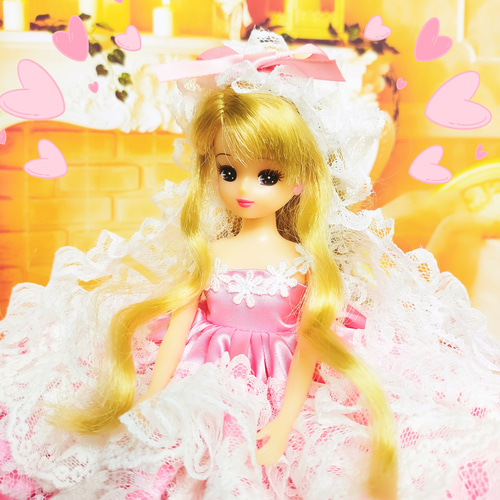S*h様 リカちゃんハンドメイド服　ピンクのドレス リカちゃんサイズ ピンクのプリンセスドレス ハンドメイド服