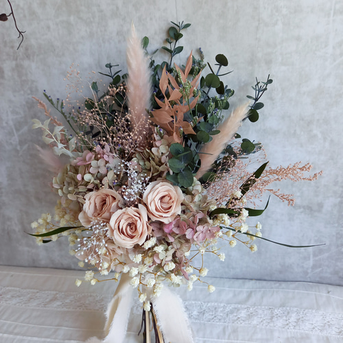 再再販』プリザーブドフラワーローズ ♥︎ シャンパンピンクのスワッグ