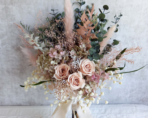 再再販』プリザーブドフラワーローズ ♥︎ シャンパンピンクのスワッグ