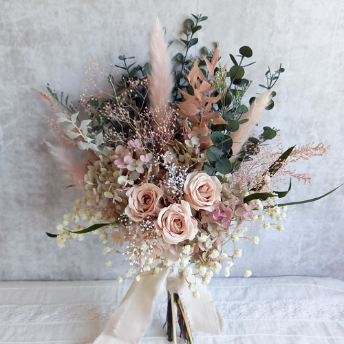 再再販』プリザーブドフラワーローズ ♥︎ シャンパンピンクのスワッグ