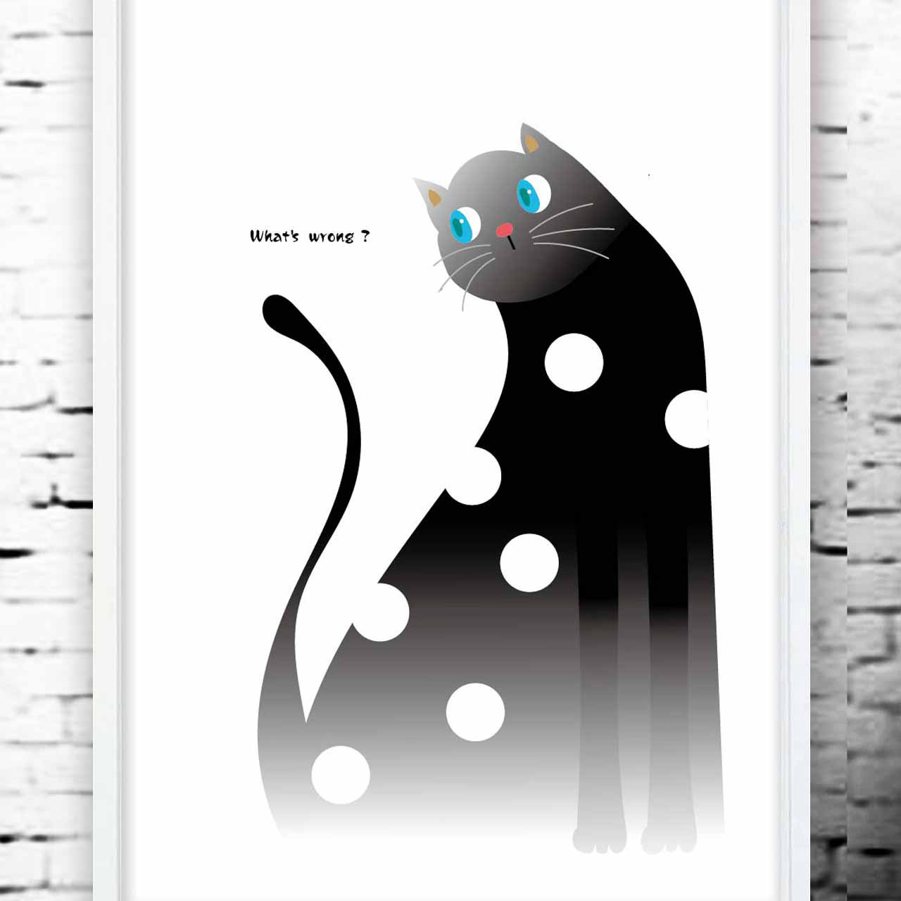 何か用？　ネコ　イラスト　ポスター　A4 A3 A2 A1　アートポスター　（アート　sei　新着順）検索　1492