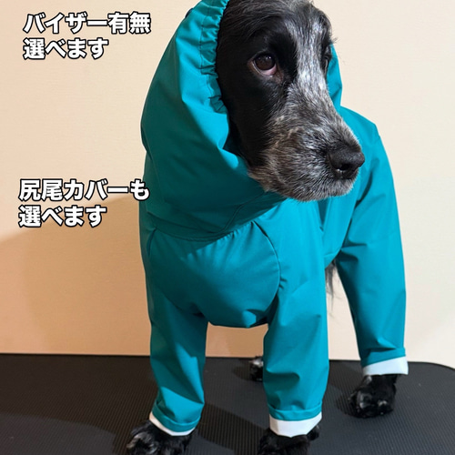 雨が苦手な犬と飼い主が作った犬用レインスーツ 5色 他犬種はご注文前