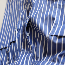 新作・シャツ袖パンツ / コットンシャンブレー ストライプ 【青紺と白】 8枚目の画像