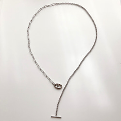 ＊大人気＊金属アレルギー対応◆アンカーマンテルのシルバーネックレス/春　ラリエット　Y字ロング　メンズ　 18枚目の画像