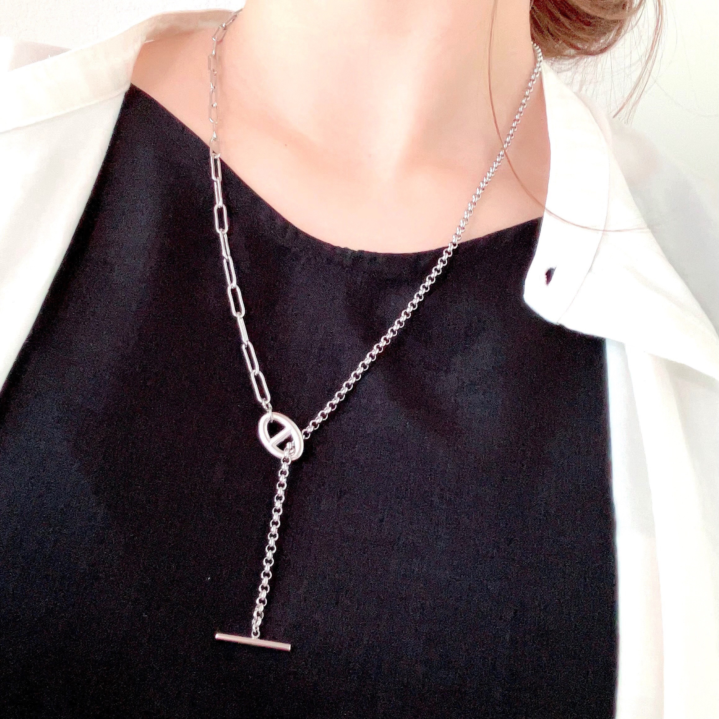 つけっぱなし アンカーマンテルのシルバーネックレス/Yロング 金属